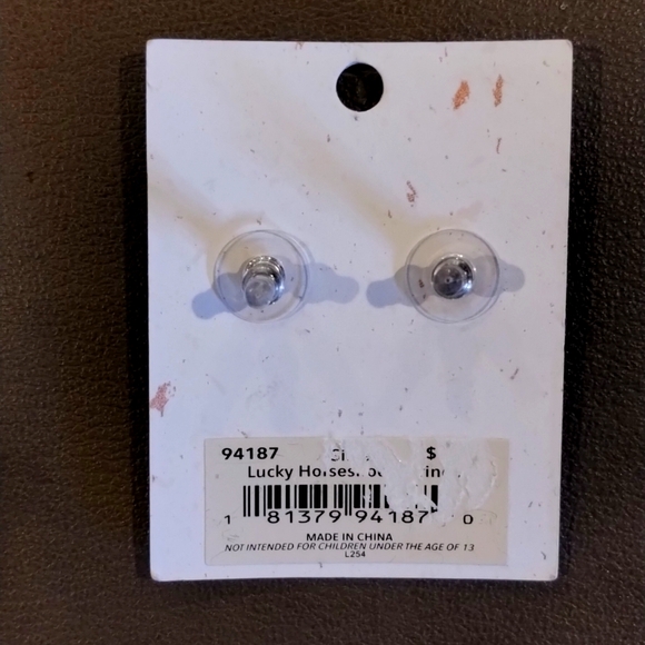 Horseshoe Silver Earrings - Cubic Zirconia Lucky Horses Pippa & Rawls NWT - Picture 3 of 7